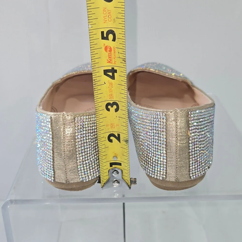 Link Comfort Women Size 4 Gold Rhinestone Sparkle Ballet Flats Slip On Loafers